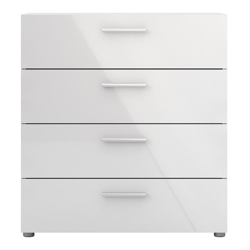 Pepe Chest of 4 Drawers in Oak & High Gloss White - White Tree Furniture