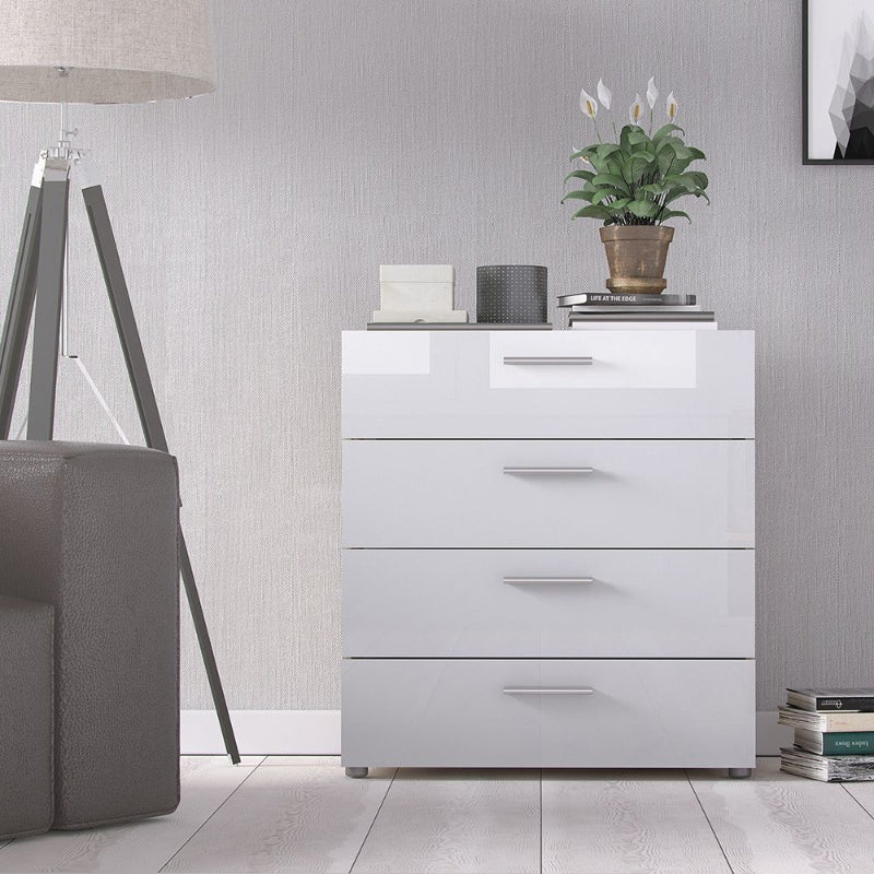 Pepe Chest of 4 Drawers in Oak & High Gloss White - White Tree Furniture