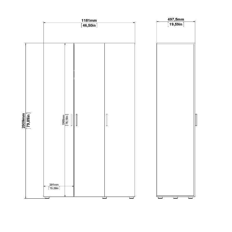 Pepe White Woodgrain Wardrobe w/ 3 Doors - White Tree Furniture