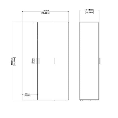 Pepe White Woodgrain Wardrobe w/ 3 Doors - White Tree Furniture