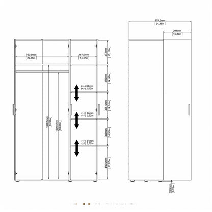 Pepe White Wardrobe w/ 3 Doors - White Tree Furniture