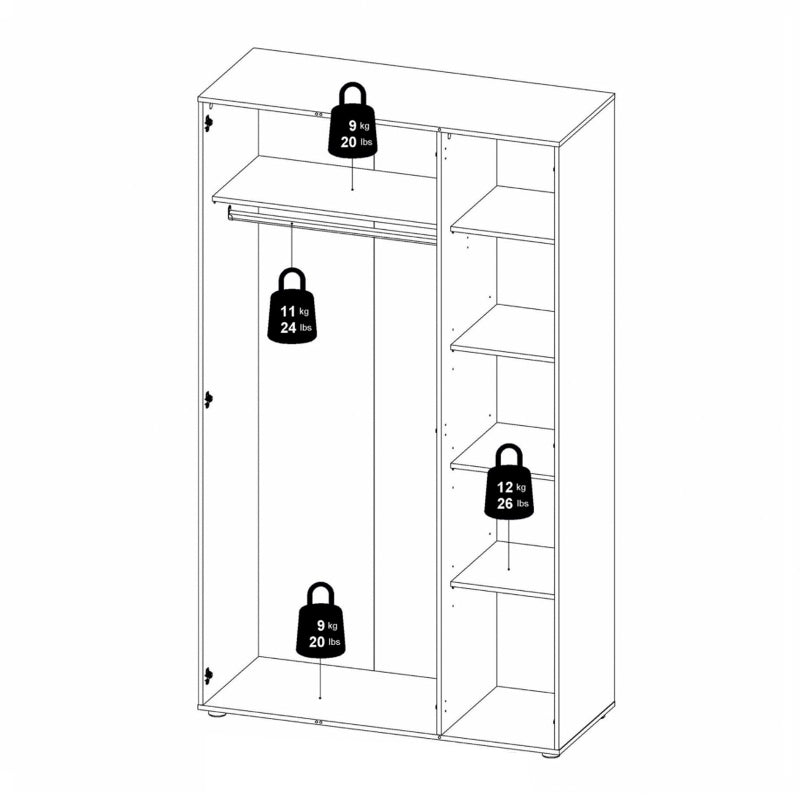 Pepe White Wardrobe w/ 3 Doors - White Tree Furniture