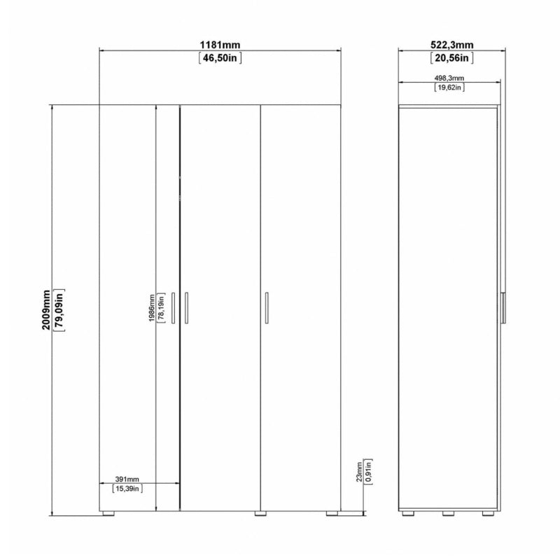 Pepe White Wardrobe w/ 3 Doors - White Tree Furniture