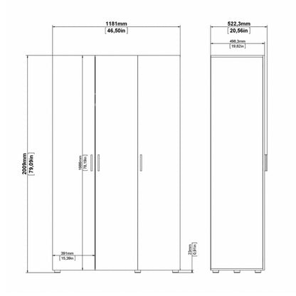 Pepe White Wardrobe w/ 3 Doors - White Tree Furniture