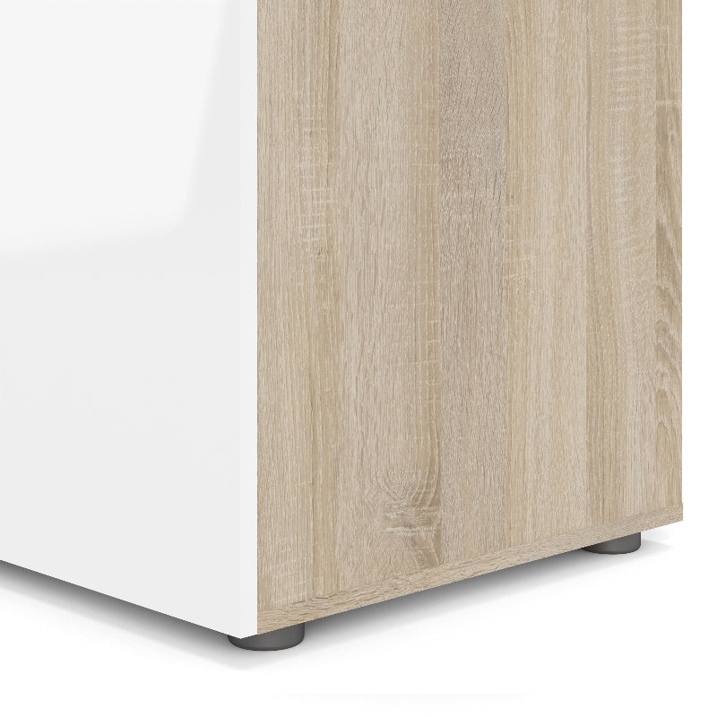 Pepe Wardrobe with 3 Doors in Oak w/ High Gloss White - White Tree Furniture