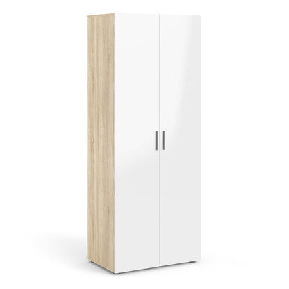 Pepe Wardrobe w/ 2 Doors in Oak & High Gloss White - White Tree Furniture