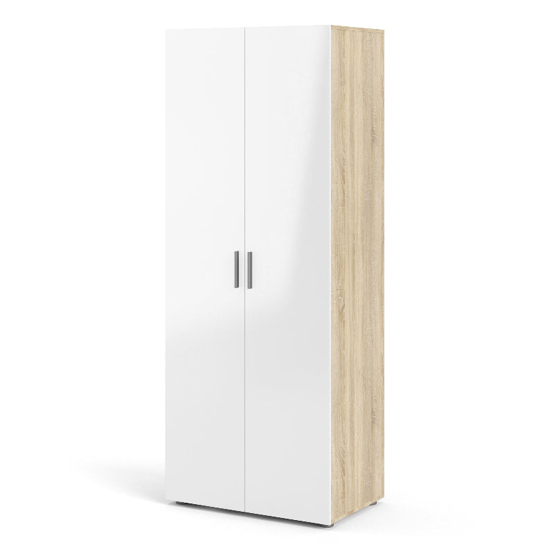 Pepe Wardrobe w/ 2 Doors in Oak & High Gloss White - White Tree Furniture