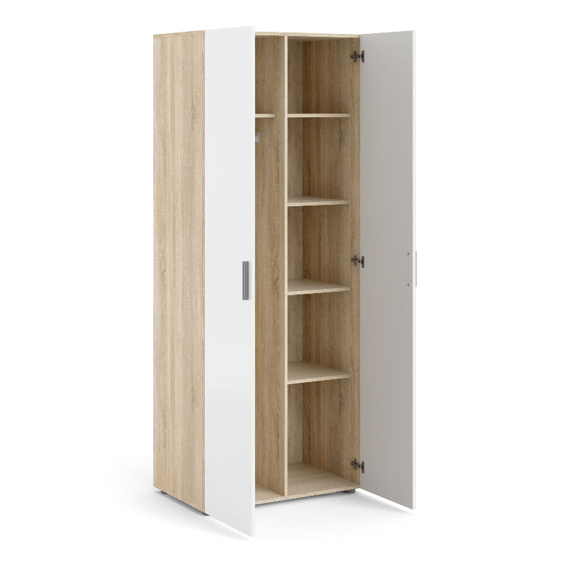 Pepe Wardrobe w/ 2 Doors in Oak & High Gloss White - White Tree Furniture