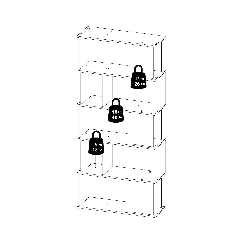 Maze Open Bookcase w/ 4 Shelves in Concrete & White - White Tree Furniture