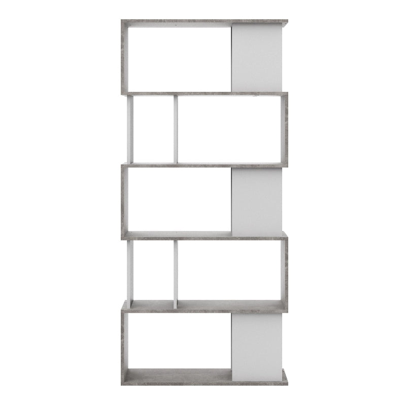 Maze Open Bookcase w/ 4 Shelves in Concrete & White - White Tree Furniture