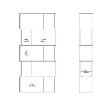 Maze Open Bookcase w/ 4 Shelves in Concrete & White - White Tree Furniture