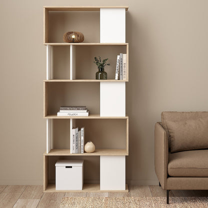 Maze Open Bookcase in Jackson Hickory Oak & White - White Tree Furniture