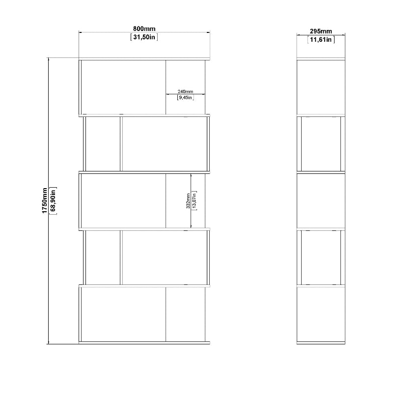 Maze Open Bookcase in Jackson Hickory Oak & White - White Tree Furniture