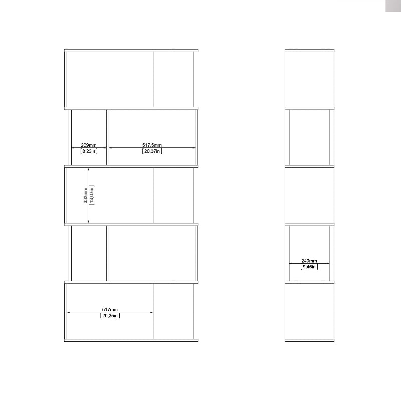 Maze Open Bookcase in Jackson Hickory Oak & White - White Tree Furniture