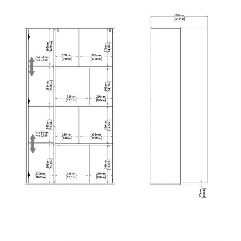 Maze Bookcase in Jackson Hickory & High Gloss White - White Tree Furniture