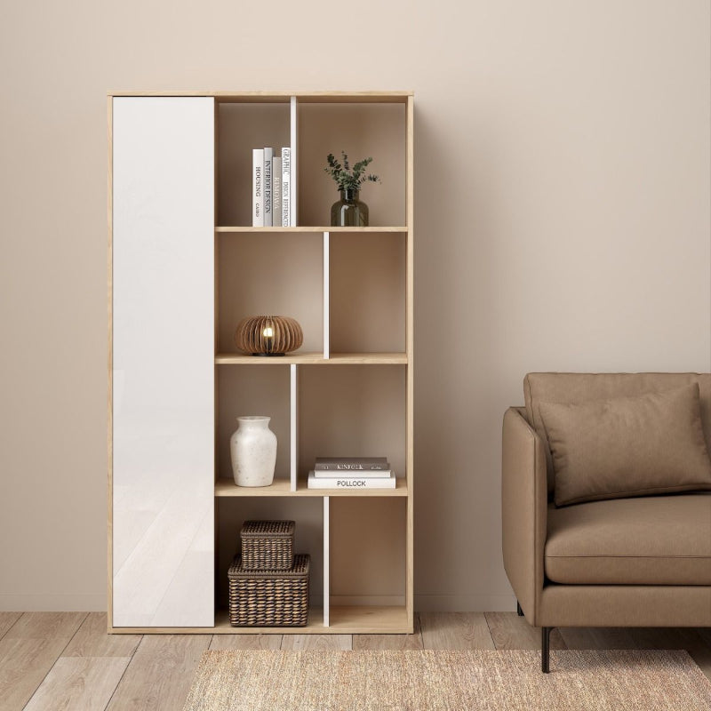 Maze Bookcase in Jackson Hickory & High Gloss White - White Tree Furniture