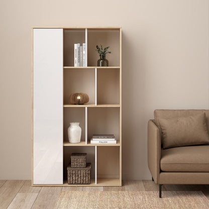 Maze Bookcase in Jackson Hickory & High Gloss White - White Tree Furniture