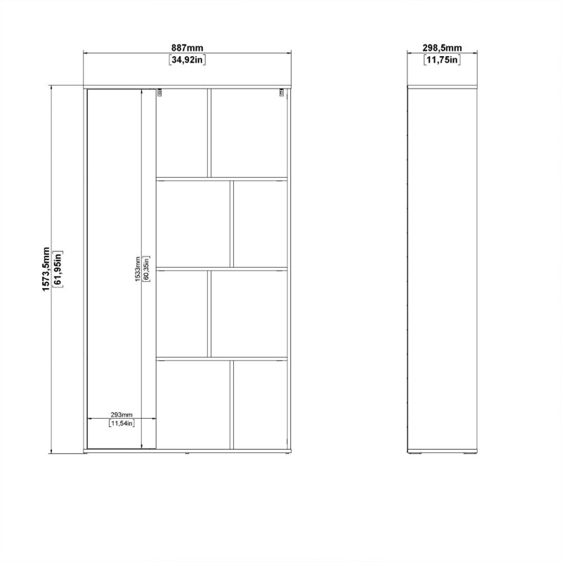 Maze Bookcase in Jackson Hickory & High Gloss White - White Tree Furniture