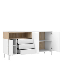 Roomers White & Oak Sideboard w/ 3 Drawers & 3 Doors - White Tree Furniture