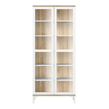 Roomers Display Cabinet w/ 2 Glazed Doors in White & Oak - White Tree Furniture