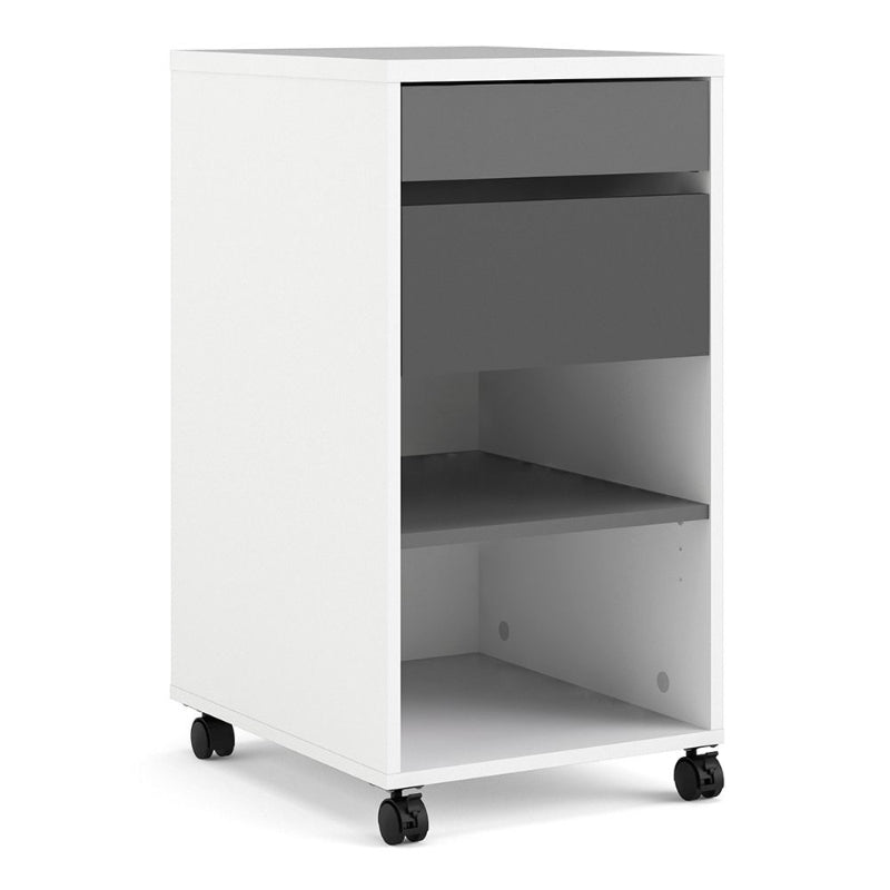 Function Plus Mobile File Cabinet w/ 2 Drawers 1 Shelf - White Tree Furniture