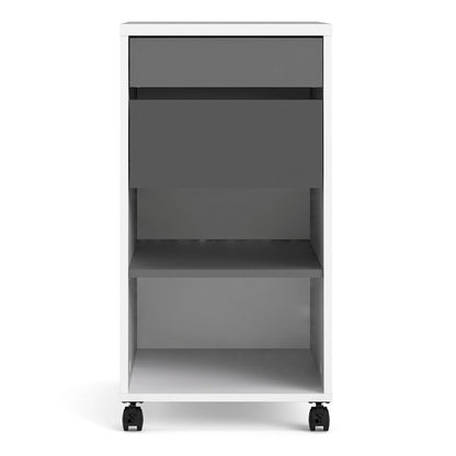 Function Plus Mobile File Cabinet w/ 2 Drawers 1 Shelf - White Tree Furniture