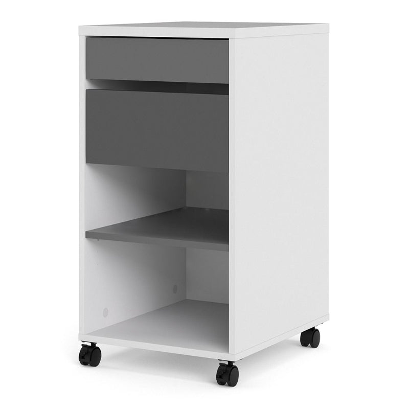 Function Plus Mobile File Cabinet w/ 2 Drawers 1 Shelf - White Tree Furniture