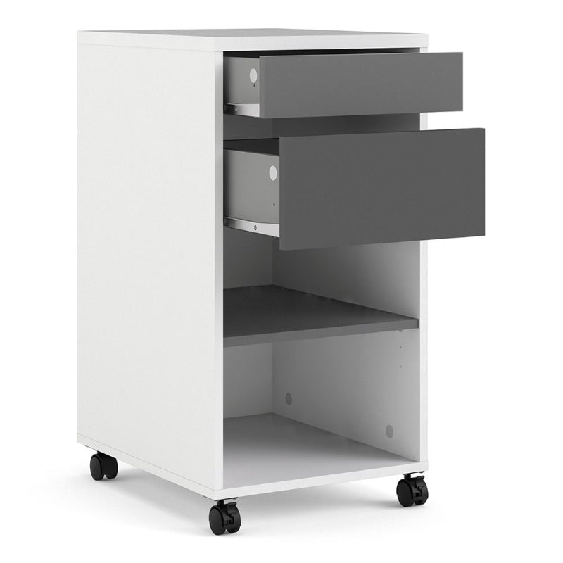 Function Plus Mobile File Cabinet w/ 2 Drawers 1 Shelf - White Tree Furniture