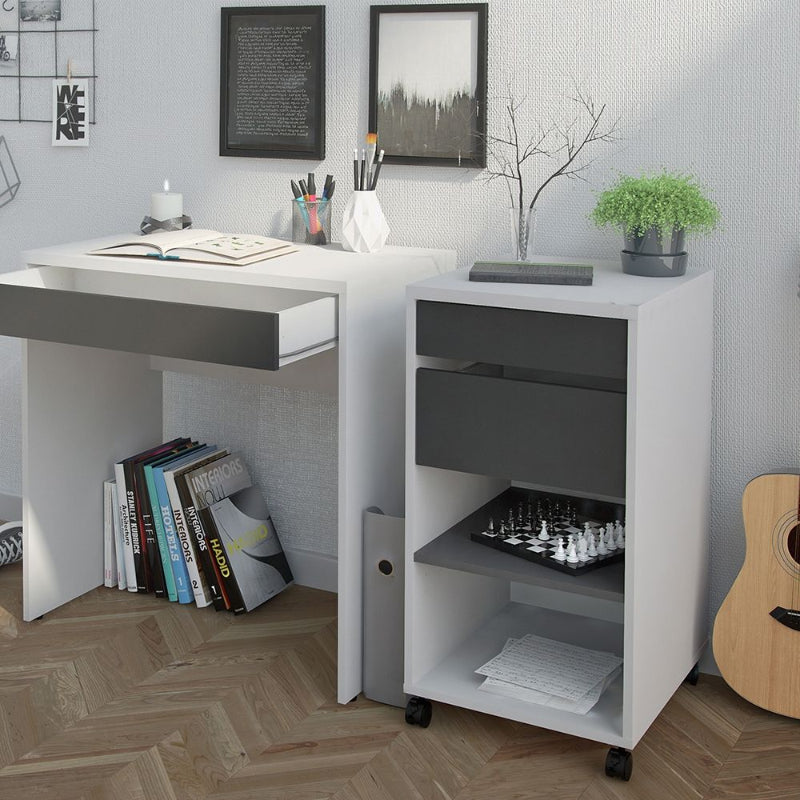 Function Plus Mobile File Cabinet w/ 2 Drawers 1 Shelf - White Tree Furniture