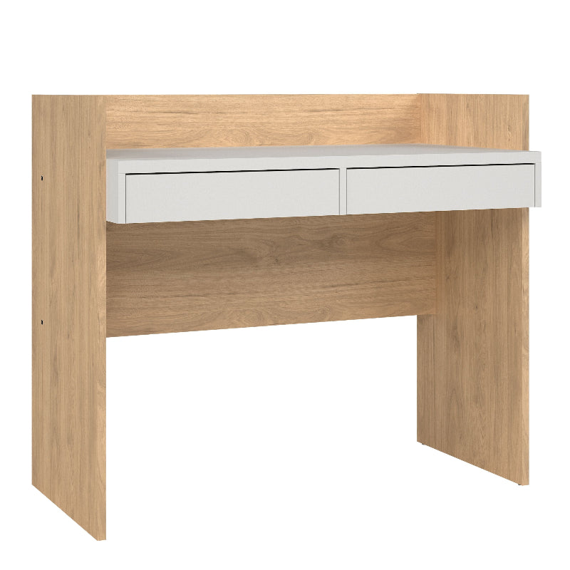 Function Plus Desk w/ 2 Drawers In Jackson Hickory & White - White Tree Furniture