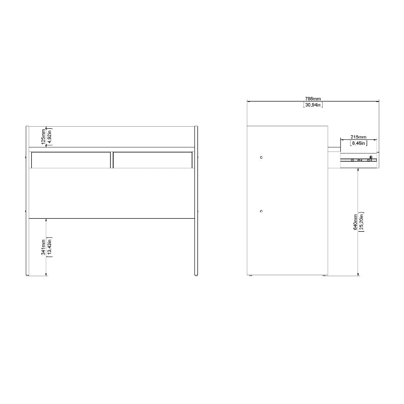 Function Plus Desk w/ 2 Drawers In Jackson Hickory & White - White Tree Furniture