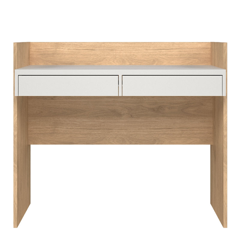 Function Plus Desk w/ 2 Drawers In Jackson Hickory & White - White Tree Furniture