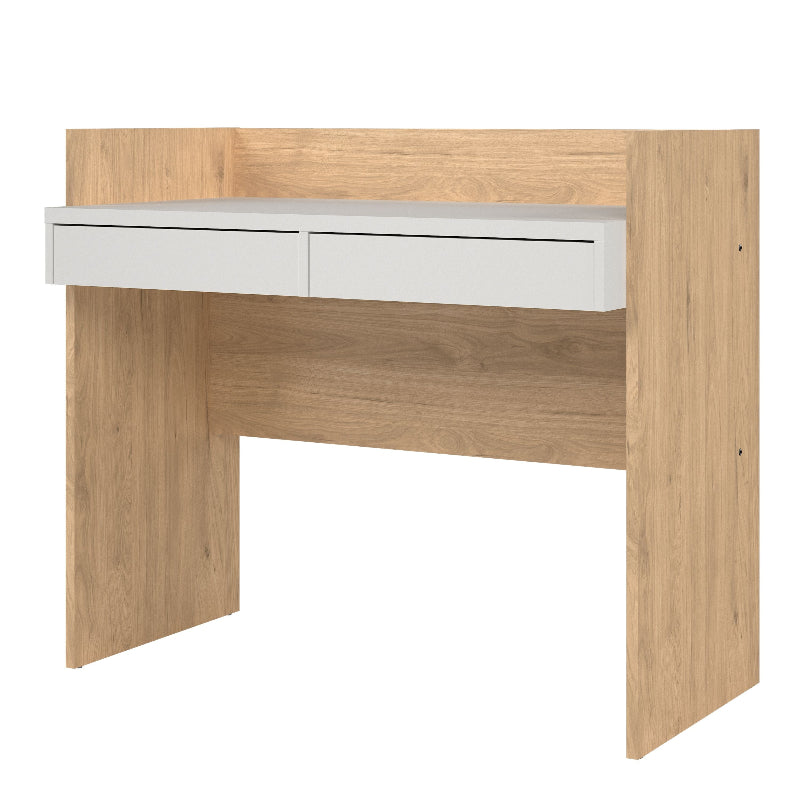 Function Plus Desk w/ 2 Drawers In Jackson Hickory & White - White Tree Furniture