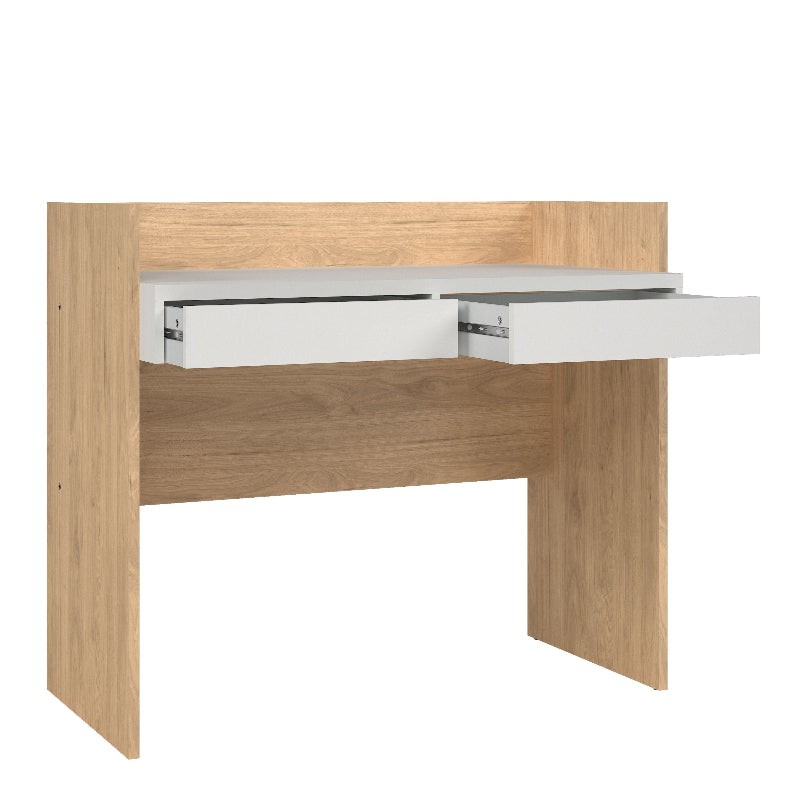 Function Plus Desk w/ 2 Drawers In Jackson Hickory & White - White Tree Furniture