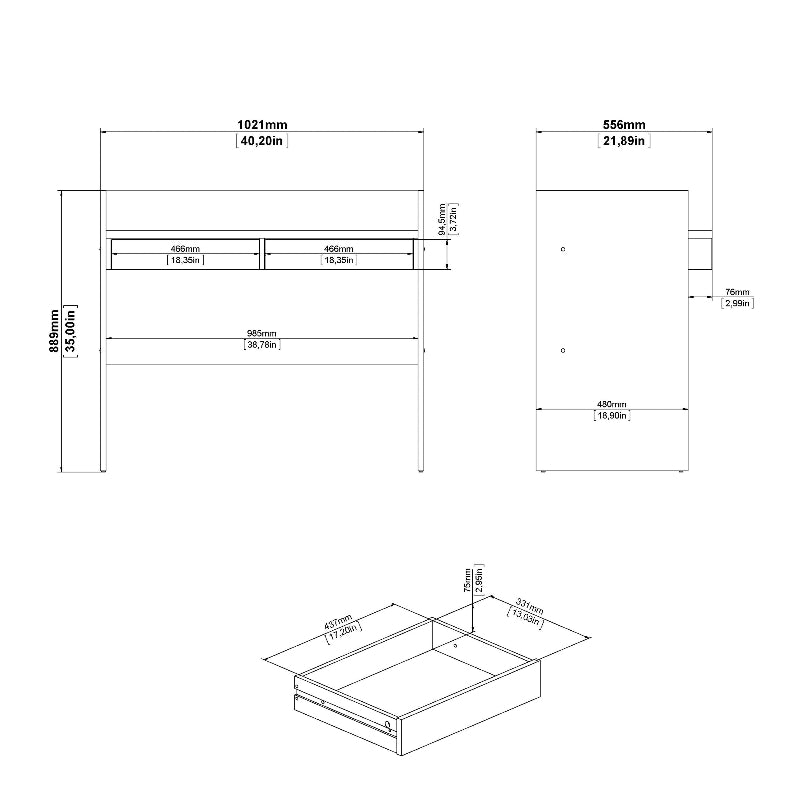 Function Plus Desk w/ 2 Drawers In Jackson Hickory & White - White Tree Furniture