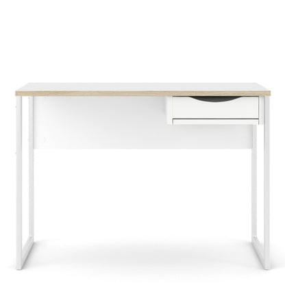 Function Plus Desk w/ 1 Drawer in White & Oak Trim - White Tree Furniture