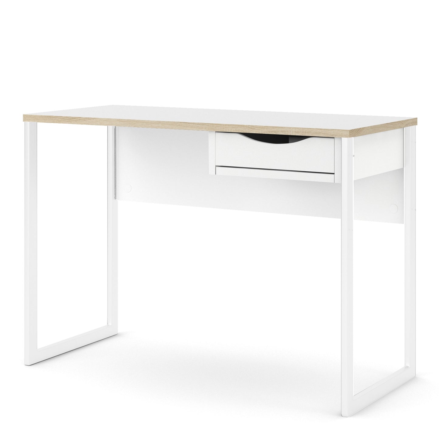 Function Plus Desk w/ 1 Drawer in White & Oak Trim