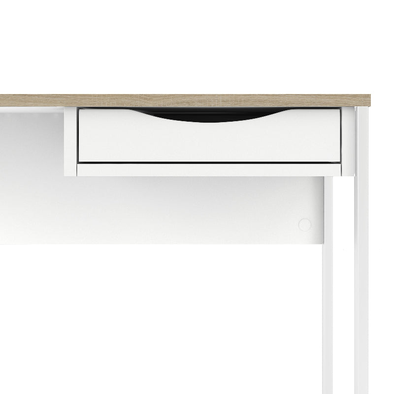 Function Plus Desk w/ 1 Drawer in White & Oak Trim - White Tree Furniture