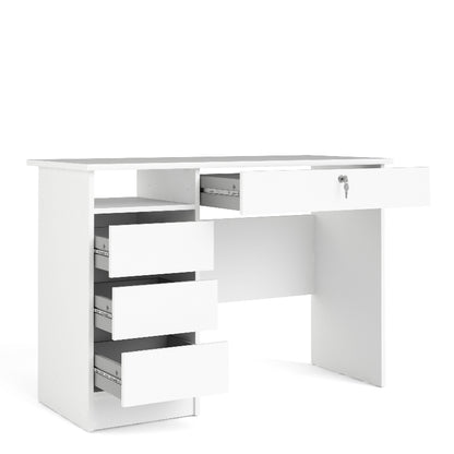 Function Plus White Desk w/ 4 Handleless Drawers - White Tree Furniture