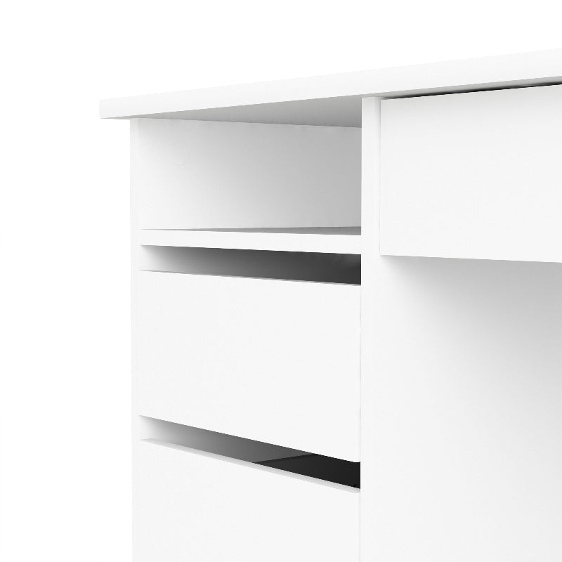 Function Plus White Desk w/ 4 Handleless Drawers - White Tree Furniture