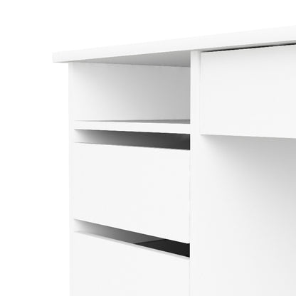 Function Plus White Desk w/ 4 Handleless Drawers - White Tree Furniture