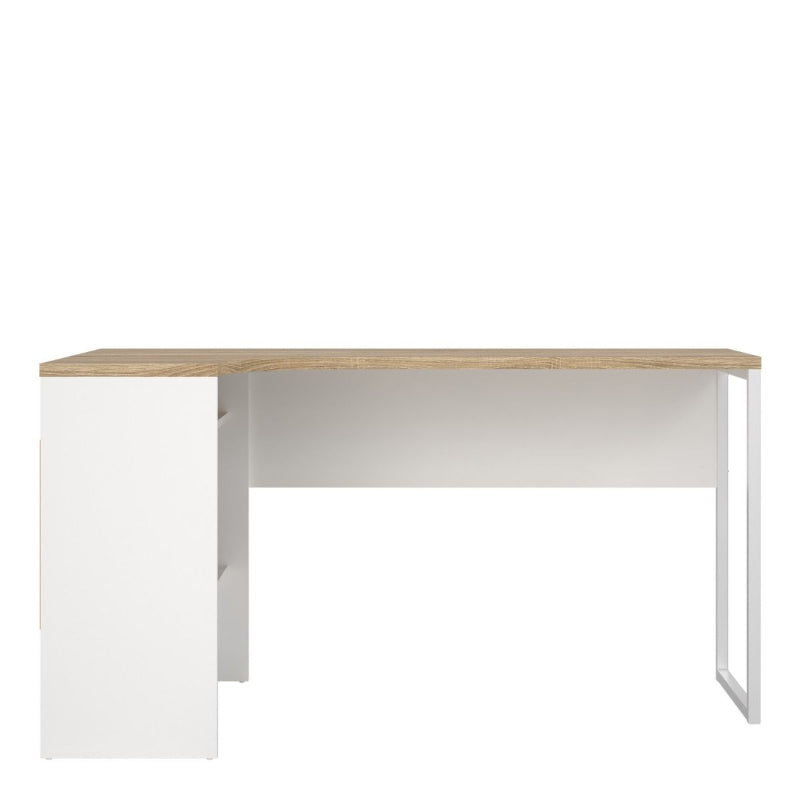 Function Plus White & Oak Corner Desk - White Tree Furniture