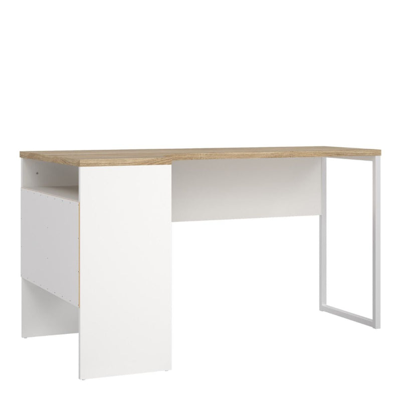 Function Plus White & Oak Corner Desk - White Tree Furniture