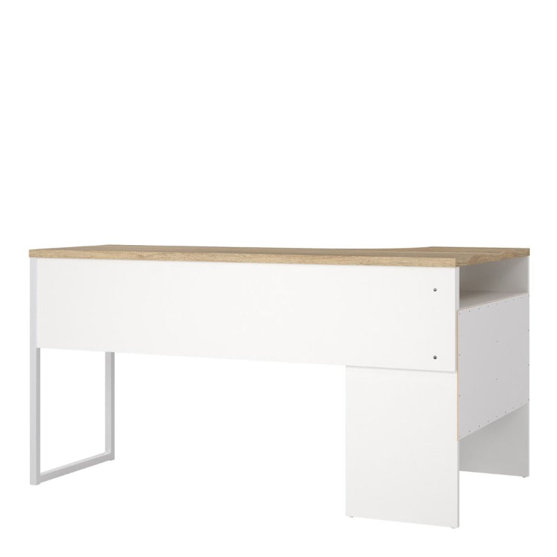 Function Plus White & Oak Corner Desk - White Tree Furniture