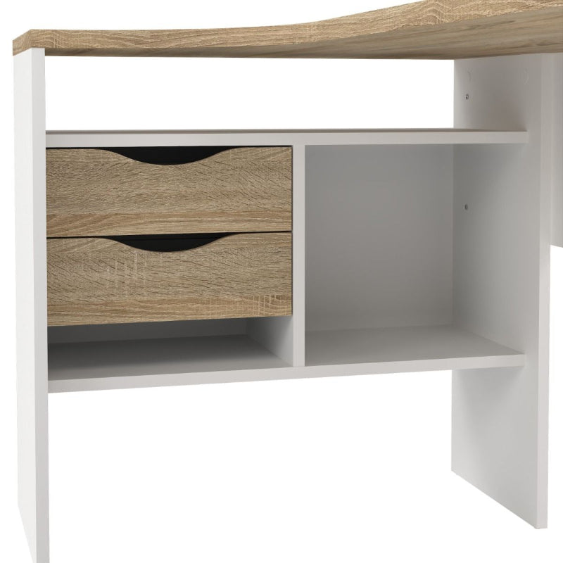 Function Plus White & Oak Corner Desk - White Tree Furniture