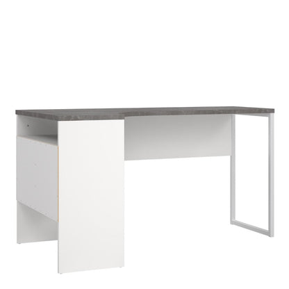 Function Plus Corner Desk w/ 2 Drawers in White & Grey - White Tree Furniture