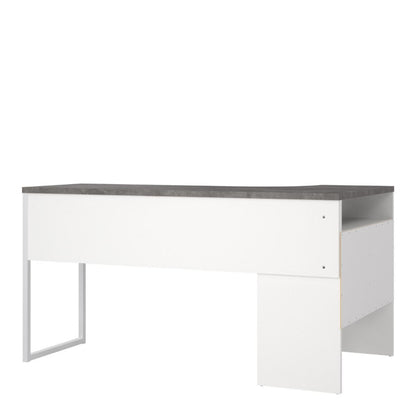 Function Plus Corner Desk w/ 2 Drawers in White & Grey - White Tree Furniture