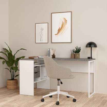 Function Plus Corner Desk w/ 2 Drawers in White & Grey - White Tree Furniture