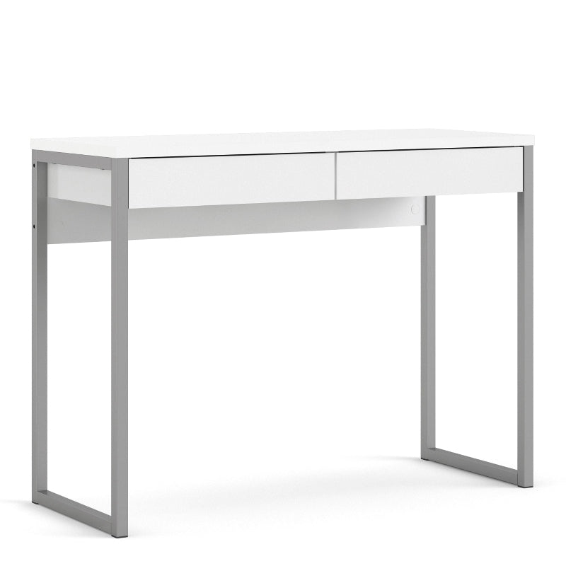 Function Plus Desk w/ 2 Drawers in White High Gloss - White Tree Furniture