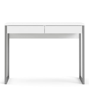 Function Plus Desk w/ 2 Drawers in White High Gloss - White Tree Furniture